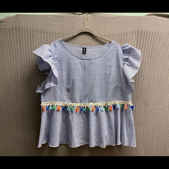 SHEIN plus size curve striped top with tassels/ size 1 - Picture 2 of 5